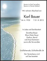 Spuren im sand text pdf. Traueranzeigen Von Karl Bauer Trauer Hna De