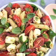 Caprese Pesto Pasta Salad Traditional Flavours In A Simple Pasta Salad Pesto Pasta Salad Pesto Salad Pasta Salad