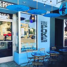 The exterior of the rock coffee shop in eagle rock, los angeles. Eagle Rock Poke Dion