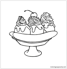 Coloring pages your are looking now is described  here we collect for you alot of coloring pages dessert your can download and print it for free. Banana Split For Dessert Coloring Pages Desserts Coloring Pages Coloring Pages For Kids And Adults