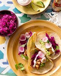 Use any white fish you like, then top with a store cupboard salsa and spicy mayo. Daniel Boulud S Grilled Mahi Mahi Tacos Recipes Food Restaurant Dishes