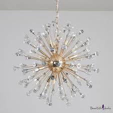 Starburst Hanging Light Kit Modern Diamond Crystal 12 Heads Gold Chandelier Light Fixture Beautifulhalo Com