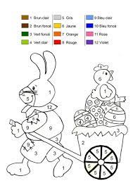 coloriage magique lapin et poule de paques malen nach zahlen kinder osterarbeitsblatter mathe fur vorschulkinder hiver gratuit pdf