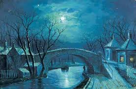 Redcote Bridge Armley By Moonlight By Walter Linsley Meegan Moonlight Painting Moonlight Art Uk