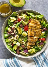Greek Avocado Grilled Chicken Salad With Greek Dressing Recipe Yummly Recipe Grilled Chicken Salad Recipe Salad Recipes For Dinner Grilled Chicken Salad