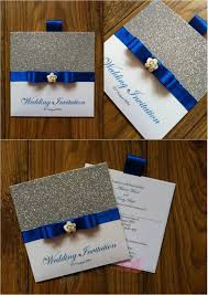 Royal Blue And Silver Glitter Wallet Wedding Invitation With Small Rose W Royal Blue Wedding Invitations Blue Themed Wedding Royal Blue Wedding Theme