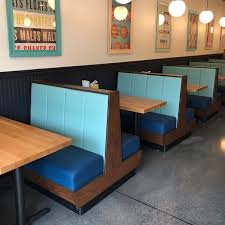 The slick kitchen dining chairs have a desirable and comfortable feel that is necessary for the long periods of seated interactions at this excellent dining table. Restaurant Booths Benches By Oak Street Manufacturing Industry Best