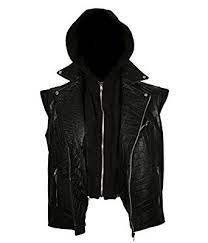 Wwe Aj Styles Black Leather Vest Hooded Jacket Ajstyles Ajstylesleathervest Ajstylesjacket Black Leather Vest Designer Leather Jackets Best Leather Jackets