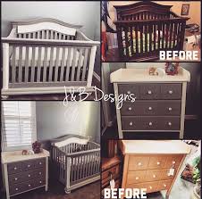 Crib Makeover Nursery Makeover Refinished Crib And Changing Table In Grey Chalk Paint With White And Slight Distres Crib Makeover Nursery Makeover Baby Cribs
