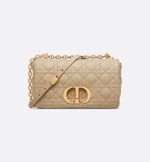 Medium Dior Caro Bag Stone Gray Supple Cannage Calfskin | DIOR