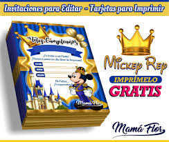 Selecciona un diseño entre los crea diseños de menús específicos: Tarjeta De Invitacion De Mickey Mouse Rey Para Editar Invitaciones Mickey Cumpleanos De Mickey Mouse Mickey