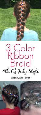 3 Color Ribbon Braid Video Tutorial Fun Style For Holidays School Spirit Or Just Because Sports Hairstyles Hair Styles Coiffure Facile