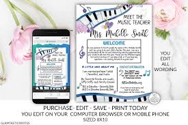 Meet The Music Teacher Template Welcome Back To School Note Etsy Teacher Templates Meet The Teacher Template School Newsletter