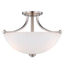 Many styles and designs of ceiling lights help any homeowner find the perfect light to add appeal and style to their home. Nuvo 60w 3 Light Semi Flush Mount Ceiling Light Brushed Nickel Nuvo 60 5017 Homelectrical Com