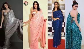 Actress of aa anthastulo movie in sleeveless blouse and saree. Bollywood Actress Who Wore The Trending Shimmer Sarees