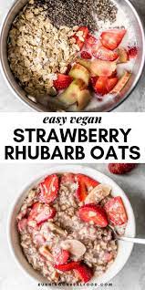Strawberry Rhubarb Oatmeal Recipe Healthy Rhubarb Recipes Rhubarb Recipes Rhubarb Oatmeal