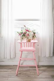 Spring Pink Baby Shower A Fun Idea To Incorporate A Vintage High Chair As Part Of The Party Decoratio Vintage High Chairs Antique High Chairs Baby High Chair
