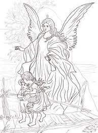 Guardian Angel And Children Catholic Coloring Page There Are Other Beautiful Angel Pictures On This Webs Angel Coloring Pages Saint Coloring Catholic Coloring