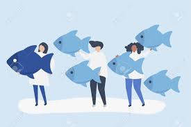 People Carrying Fish Icons In Leadership Concept Affiliate Fish Carrying People Concept Leadership Fish Icon Fish Vector Vector Free