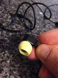 Must remember that the red dotted plug is for my right ear and that should leave one plug and one ear to go. Make Your Own Earphone Buds Out Of Ear Plugs To Cancel Noise Better Diy Ear Plugs Foam Ear Plugs Earbuds Diy