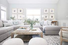 Large (over 50 in.) dowty solid 1 coffee table. Gray Sectional With Large Square Wood Coffee Table Transitional Living Room