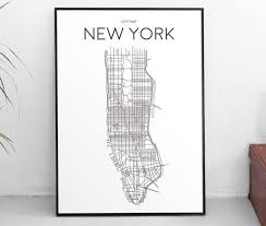 Black And White New York City Posters Downloadable Art Print Printable Poster City Map New York Manhattan Minimal Black And White Scandinavian Desig Map Of New York Downloadable Art Poster Wall Art
