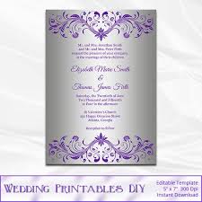 Silver Foil Wedding Invitation Template By Weddingprintablesdiy Silver Wedding Invitations Royal Blue Wedding Invitations Silver Foil Wedding Invitation
