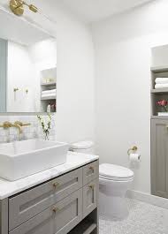 gray sink vanity with rectangular