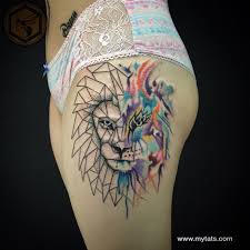 A watercolor tattoo is distinguished by the use of a large number of colored inks, colorful gradients and soft contours. Geometric Watercolor Lion Tattoo Geometric Lion Tattoo Watercolor Lion Tattoo Lion Tattoo
