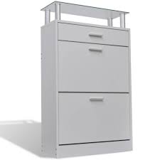 Meuble à chaussures en pin massif verni, équipé de 2 tiroirs et 2 abattants. Meuble Armoire A Chaussure Entree Chambre Bois Tiroirs 12 Paires Helloshop26 2002045 Vente De Helloshop 26 Conforama