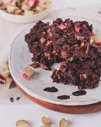 Rhubarb Dark Chocolate Vegan Brownies Closed Loop Cooking Recipe Low Sugar Chocolate Low Sugar Chocolate Recipes Rhubarb Desserts Recipes