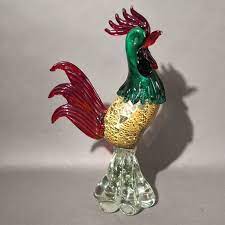Handmade colorful glass rooster figurine on white. Large Murano Glass Rooster Figurine 1950s For Sale At Pamono