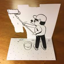 Artist Brings His Drawings To Life By Playing With A Simple Piece Of Paper 3d Art Drawing Creative Drawing 3d Drawings