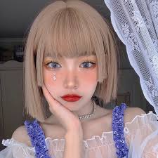The hime cut hairstyles are also known as the princess cut. Black Apricot Lolita Wig Harajuku Fairy Hime Cut Summer Short Straight Sweet Fringe Adult Girls Cosplay Synthetic Hair Aliexpress