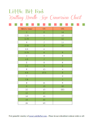 Free Knitting Needle Size Conversion Chart Printable