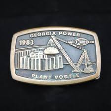 Vintage 1983 Georgia Power Plant Vogtle Men S Brass Belt Buckle Brass Belt Buckles Belt Buckles Vintage