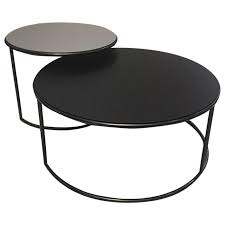 Set Of 2 Contemporary Round Black And Grey Matt Lacquered Nesting Tables Nesting Tables Iron Coffee Table Black Coffee Tables