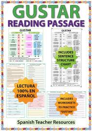 Gustar Spanish Reading Passage And Worksheets Woodward