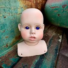 1994 Katie by Helena Sprong Doll Head Vinyl W/ Purple Eyes No Body nor  Hair, Shelf Display