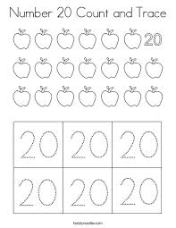In the end, children can color a page full of numbers from 1 all the way up to 20! Number 20 Count And Trace Coloring Page Twisty Noodle