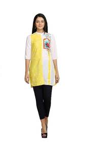 Aurelia Womens Polyester Kurti In Yellow