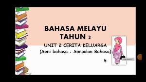 Share to twitter share to facebook share to pinterest. Bahasa Melayu Tahun 2 Unit 2 Cerita Keluarga Seni Bahasa Simpulan Bahasa Youtube