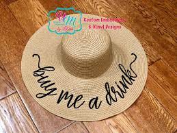 Buy Me A Drink Floppy Beach Hat Personalized Straw Hat Sun Etsy Floppy Beach Hat Beach Hat Floppy