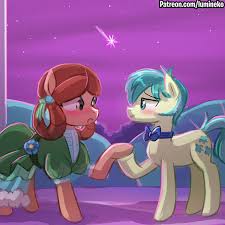 2036678 Artist Lumineko Blushing Bow Clothes Dress Earth Pony Female Holding Ho My Little Pony Drawing My Little Pony Cartoon My Little Pony Pictures