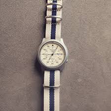 Seiko Snk803 With Beige And Navy Blue Nato Strap Nato Strap Watch Strap Ideas Seiko