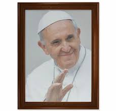 Pope Francis Walnut Finish Framed Canvas Art