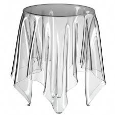 Grand Illusion Side Table Clear Acrylic Table White Table Cloth Design