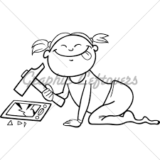 Tell them to color within the lines to make this coloring sheet look neat and pretty. Girl Destroying Smartphone For Coloring Book Gl Stock Images