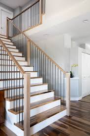 Rustic railing are made from quality materials that guarantee long durability and performance over time. Stairs With Painted Risers And Rustic Modern Railings Novero Design Centre