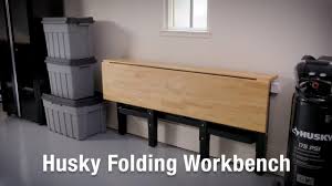 Husky 6 Ft Folding Adjustable Height Solid Wood Top Workbench Wsh72fwb The Home Depot In 2020 Workbench Folding Workbench Wood Top Workbench
